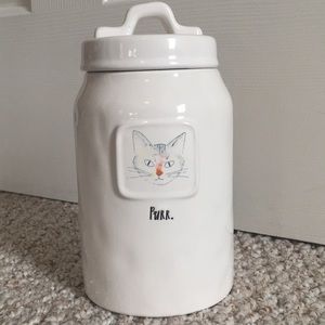 {Rae Dunn} NWOT White Purr Treat Jar with Lid